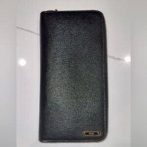 Fendi Textured Black Leather Clutch